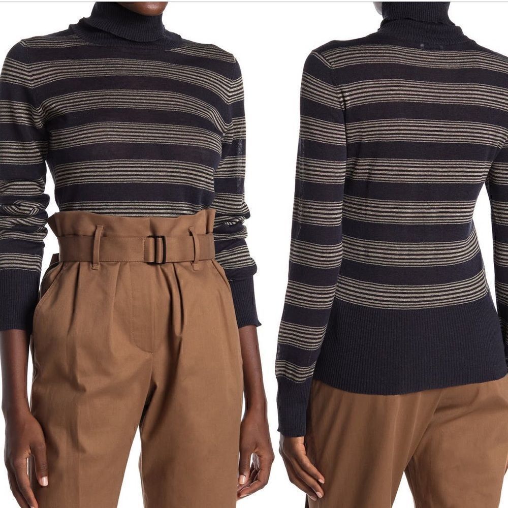 Brunello Cucinelli Women’s turtleneck long sleeve striped pullover size M, NWT